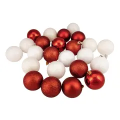 Northlight Shatterproof 4-Finish Christmas Ball Ornaments - 2.5" (60mm) - Candy Cane Red and White - 24ct