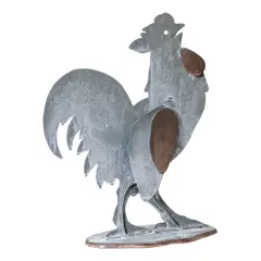 Irvins Country Tinware Metal Rooster in Weathered Zinc Grey
