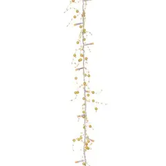 Hofert 78" Pre-Lit LED Gold Beaded Artificial Christmas Garland