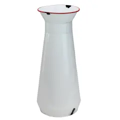 Select Artificials 16" White and Red Weathered Lacquer Milk Bottle Flower Vase