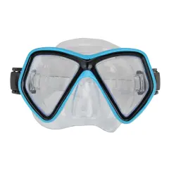 Swim Central Aqua Blue and Black Monaco Children's Swimming Mask Ages 10 and up 6.25"