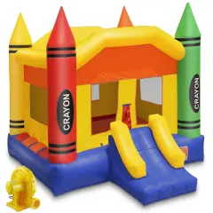 Cloud 9 Commercial Grade Crayon Castle Bounce House with Blower - 100% PVC 17' x 13' Inflatable Bouncer
