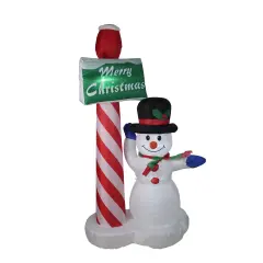 Northlight 6' Inflatable Lighted Snowman with Merry Christmas Sign Christmas Yard Art Decoration White