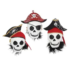 Pirate Cove Head Halloween Christmas Xmas Ornament Set of 3