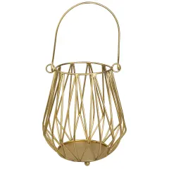 Northlight Basket Style Iron Pillar Candle Holder - 9.5" - Gold Finish