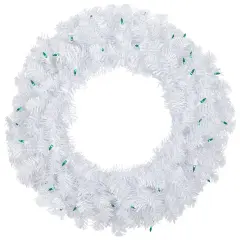 Northlight Pre-Lit Woodbury White Pine Artificial Christmas Wreath - 24" - Green Lights