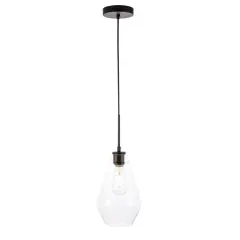 Gene 1 light Black and Clear glass pendant
