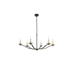 Trey 42 inch pendant in black and brass
