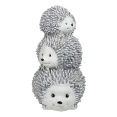 Roman 10.25" Gray and White Outdoor Stacked Hedgehogs Garden Statue