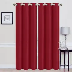 Madonna Foam-Backed Blackout Curtain Panels with Grommets Burgundy