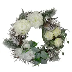 Northlight Floral Flocked Pine Artificial Grapevine Christmas Wreath - 24" - Unlit White