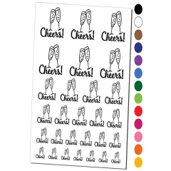 Cheers Champagne Toast Cursive Text Temporary Tattoo Water Resistant Fake Body Art Set Collection Yellow