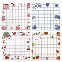 Wrapables Fruity Animals Sticky Notes, Adhesive Memo Notepads for Home, Office, Work (Set of 4)