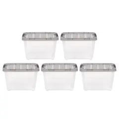 IRIS USA 19 Quart Stack & Pull Clear Plastic Storage Box, Gray, 5 Pack