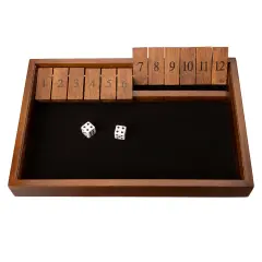 WE Games 12 Number Shut the Box Board Game, Walnut Stained Wood, 13.5 in.