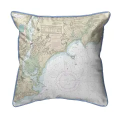 North Long Island Sound Map Pillow 12x12 &ndash; Small Corded Pillow