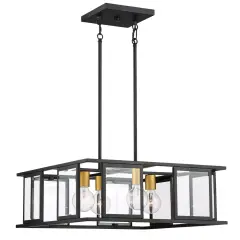 Nuvo Payne 4-Light Pendant w/ Clear Beveled Glass in Midnight Bronze Finish