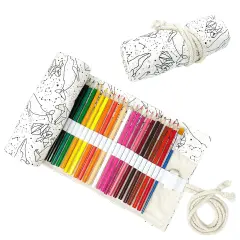 Wrapables Pencil Roll Organizer, Colored Pencil Wrap Pouch (72 slots) Galactic Animals