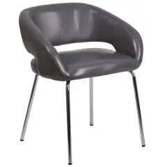 Emma and Oliver Contemporary LeatherSoft Side Reception Chair Gray