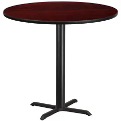 Emma and Oliver 42" Round Laminate Table Top with 33"x33" Bar Height Table Base Mahogany