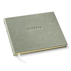 Gallery Leather Guest Book Special Events, add Photos, 192 Lined Pages, Bonded Leather, Hardcover, Gold-Gilded, Guestbook Frprt Met Silver
