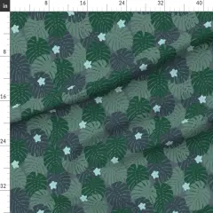 Various Fabrics by the Yard or Fat Quarter Green Beach Tropical Hawaii Moody Rainforest Cool Tone Jungle Plants Botanical Floral Leaves Large Scale Custom Printed Fabric by Spoonflower