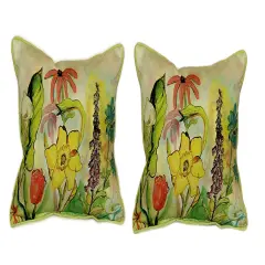 Pair of Betsy Drake Betsy&rsquo;s Garden Large Indoor/Outdoor Pillows