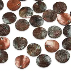 6 Packs of Button Tinted Shell Beads - Mauve - 15mm - 2 x 8" Strand