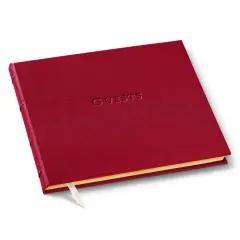 Gallery Leather Guest Book Special Events, add Photos, 192 Lined Pages, Bonded Leather, Hardcover, Gold-Gilded, Guestbook Camden Red