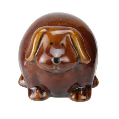 Roman 3.5" Pudgy Pals Floppy Eared Dark Brown Porcelain Doggy Table Top and Garden Figure