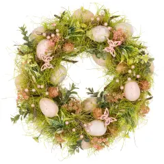 Northlight Easter Eggs with Butterflies Artificial Spring Wreath - 13" Pink