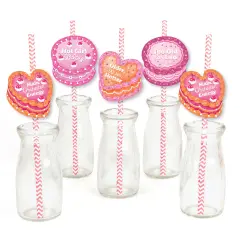 Big Dot of Happiness Hot Girl Bday - Paper Straw Decor - Vintage Cake Birthday Party Striped Decorative Straws - Set of 24