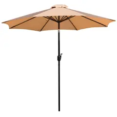 Merrick Lane Bali 9' Round UV Resistant Outdoor Patio Umbrella With Height Lever And 33&deg; Push Button Tilt Tan