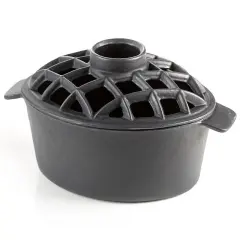 Flat Black Porcelain Lattice Top Steamer