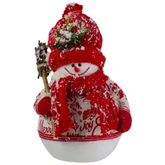 Northlight Standing Snowman Christmas Figure with Broom - 12.25" - Red and White