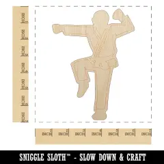 Kung Fu Martial Arts Hang Stance Karate Gi Unfinished Wood Shape Piece Cutout for DIY Craft Projects