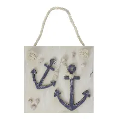 Northlight 7&rdquo; Cape Cod Inspired Double Anchor Wall Hanging Plaque with Seashells Blue