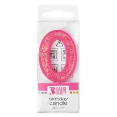 Mini Glitter Numeral Candle, 1ct Pink