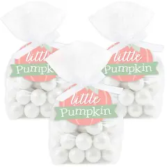 Big Dot of Happiness Girl Little Pumpkin - Fall Birthday Party or Baby Shower Clear Goodie Favor Bags - Treat Bags With Tags - Set of 12