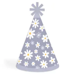 Big Dot of Happiness Purple Daisy Flowers - Cone Happy Birthday Party Hats for Kids and Adults - Set of 8 (Standard Size)