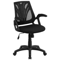 Emma and Oliver Mid-Back Designer Mesh Swivel Task Office Chair with Open Arms Black Mesh