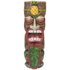 Northlight 16" Solar Lighted Polynesian Outdoor Garden Tiki Statue Brown