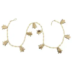 Northlight 6' x 3" Christmas Trees and Beads Wooden Garland Brown