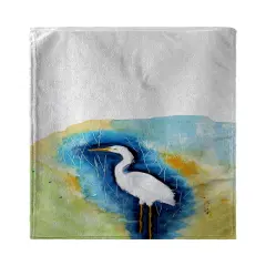 Betsy Drake Great Egret - Left Beach Towel