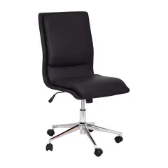 Merrick Lane Artemis Mid-Back Armless Home Office Chair with Height Adjustable Swivel Seat and Five Star Chrome Base Black