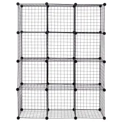 Costway 12 Cube Grid Wire Organizer Wardrobe Shelves Bookcase DIY
