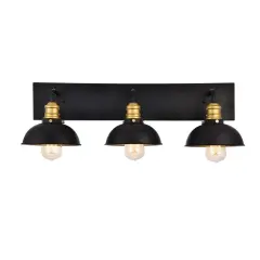 Anders Collection Wall Sconce D27 H8.3 Lt:3 Black and Brass Finish