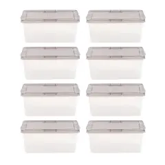 IRIS USA 8 Pack 17 Quart Snap Top Plastic Storage Box