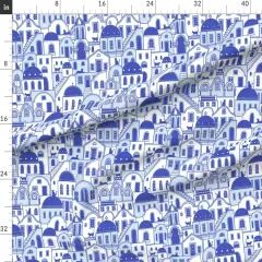 Various Fabrics by the Yard or Fat Quarter Greek Electric Blue Greece Santorini Mediterranean Custom Printed Fabric by Spoonflower