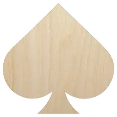 Card Suit Spades Unfinished Wood Shape Piece Cutout for DIY Craft Projects